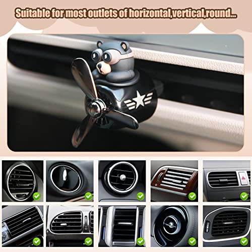 Car Air Freshener Retro Airplane Black Bear,Aromatherapy Car Diffuser Vent Clip,Christmas Easter Rotating Propeller Car Air Outlet Ornament for Men Women(with 2 Incense Slices) - Image 6