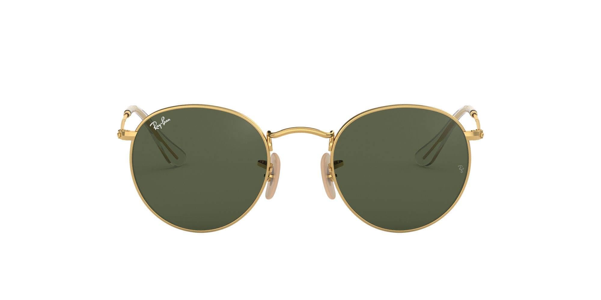 Ray-Ban Man Sunglass Round Flat Lenses -  Frame color: Arista Gold, Lens color: G-15 Green