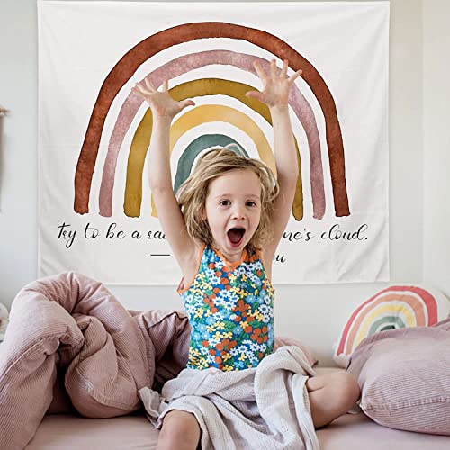 56''X46'' Rainbow Tapestry Wall Hanging Rainbow Backdrop Bohothemed Home Room Decor For Bedroom Classroom Boho Baby Nursery Wall Decorations #TOP4