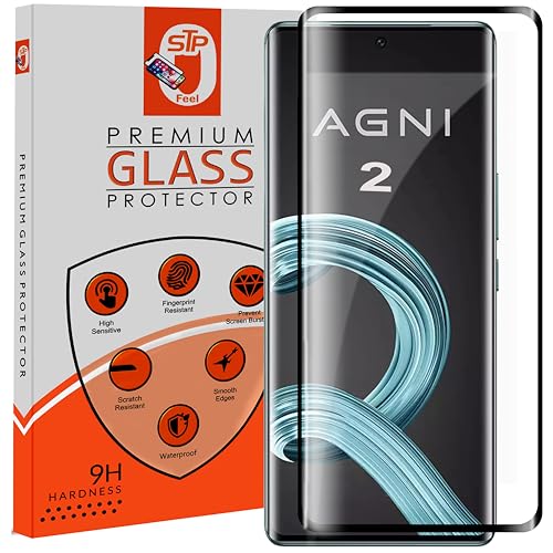 Image of STP FEEL Advanced Black Border Tempered Glass Guard Protector For Lava Agni 2 (6.55 Inch) | Full Screen Coverage (Except Edges) Screen Protector Guard Protector, Pack Of 1 For Cellphone