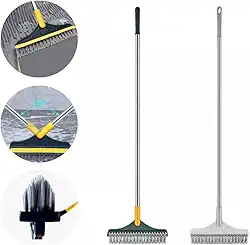 Henniu Escova de Limpeza de Piso e Chão 2 em 1, Com Rodo de Janela 120º Graus Rotativa Cabo Longo Escova de Limpeza de Canto para Limpar Cozinha Banheiro Azulejo Vidro Vassoura Mágica Giratória