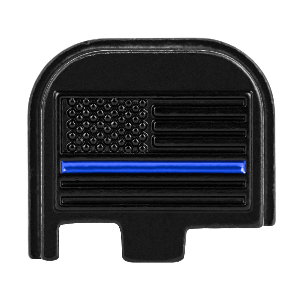 NA 3D Aluminum Cover Slide Back Plate Magwell for Glock 43 43X 48, Fits Compact/Subcompact/Slim Models, Thin Blue Line US Flag