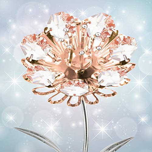 Matashi Gift For Women Chrome & Rose Gold Crystal Studded Sunflower Figurine Table Top Ornament Everlasting Gift Keepsake Home Decor | Mother's Day | Bridal Shower | Wedding | Birthday | 1 Piece #TOP4