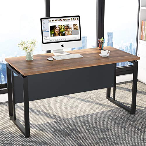 Little Tree 55 Inches Executive Desk And 39" File Cabinet,Modern L-Shaped Computer Desk Business Furniture Set With Storage Mobile Printer Stand For Home Office,Walnut #TOP3