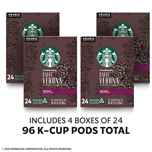 Starbucks Dark Roast K-Cup Coffee Pods — Caffè Verona for Keurig Brewers — 4 boxes (96 pods total)