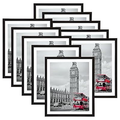 Giftgarden 8x10 Picture Frame with Mat Set of 10, 9x11 Frames Matted to 8” by 10” Photo or 9” x 11” Print without Mat, Multi Gallery Frames for Wall or Tabletop Display