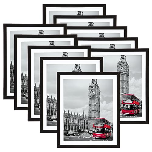 Giftgarden 8X10 Picture Frame With Mat Set Of 10, 9X11 Frames Matted To 8” By 10” Photo Or 9” X 11” Print Without Mat, Multi Gallery Frames For Wall Or Tabletop Display #TOP12