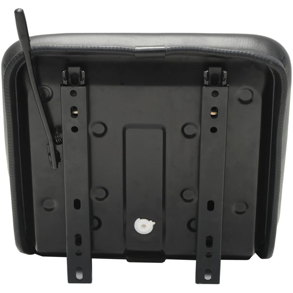 Asiento universal para tractor negro con marco de acero y piel sintética de PVC, 39 x 46 x 35 cm, ajustable 150 mm, con orificio de drenaje, repuesto para tractor de jardín, tractor de
