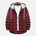 Men's Plaid Hoodie Flannel Shirt Jacket Long Sleeve Casual Fashion Button Shirts Lightweight Hooded Shirt with Pocket