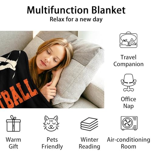 Mercuryelf Basketball Throw Blanket - Soft, Fuzzy & Warm - 30x40 Inches Small Blankets for Lap, Crib - Black Sports Funny Throws Gift for Basketball Lovers