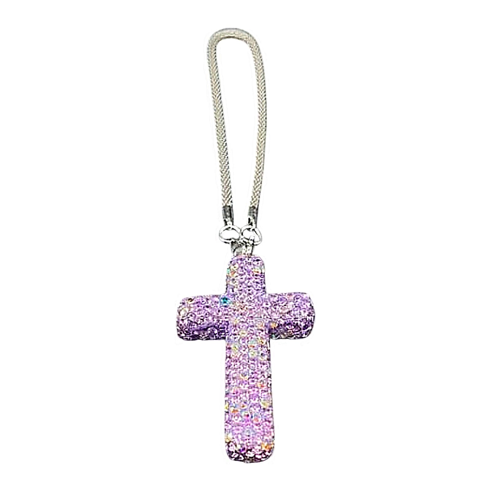 Stylish Clay Crucifix Pendant with Dazzling Stones for Vehicles Trucks and Home Decor Clay Car Accessories