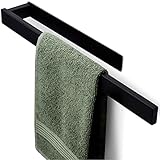 Toallero de Baño Adhesivo Sin Taladrar - 40cm - Acero Inoxidable - Sujeción Firme - Montaje Rápido (Negro)