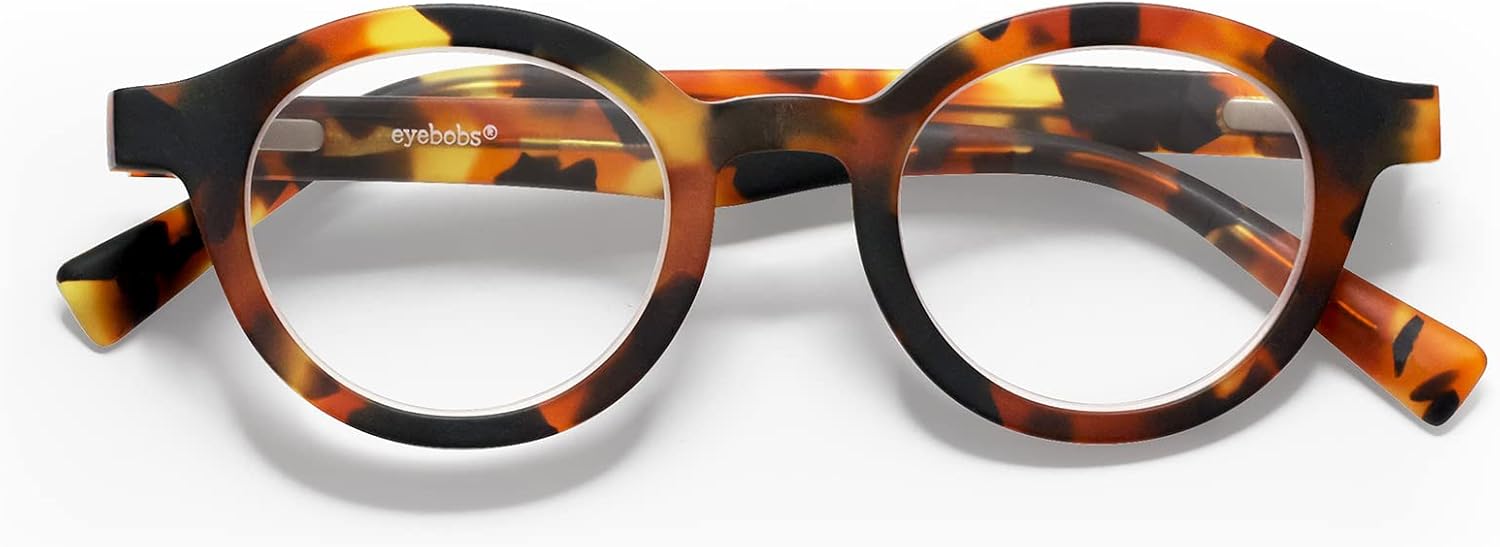 eyebobs - TV Party | Premium Reading Glasses for Men and Women | Round Frame for Average Faces | Available in 0.0x - 4.0x