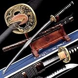 ❤【Perfekte Größe】: Gesamtlänge 103 cm, Klingenlänge 71 cm, Grifflänge 27 cm, Klingenbreite 3,2 cm, Gewicht ca. 1,36 kg. Angemessene Proportionen und angemessenes Gewicht machen das Katana flexibel und leicht zu tragen.