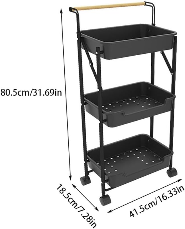 Kitchen Shelves Foldable Trolley Storage Rack Kitchen Storage Rack Floor-standing Multi-layer Snack Storage Rack Storage Shelves(D)