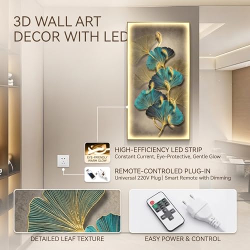 Tableau feuilles de ginkgo LED pour illuminer une entrée moderne