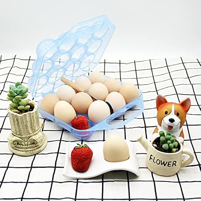 JAMOR 12 Grid Egg Storage Box Portable Eggs Box Bag Basket, Shockproof Egg Storage Necessary For Camping And Picnic, Portable Thickened Egg Box For Travel And Outdoor (White)