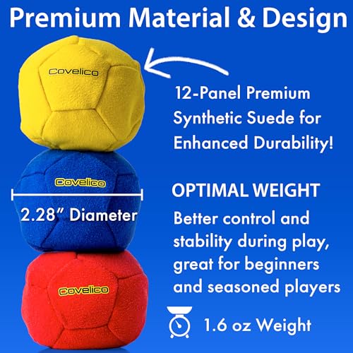 Covelico Footbag Set Of 3 - Vibrant Colored Yellow thumb #2