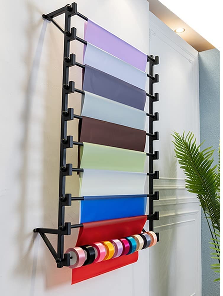 Support de rangement pour étagères en métal pour la maison, rangement mural facile pour emballage – rubans, cellophane, rouleaux de vinyle, gain de place, support pour nizer pour magasins de détail,
