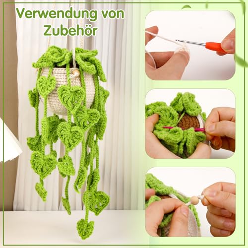 Ruasol Häkelset für Anfänger, Amigurumi-Häkel-Starter-Kits mit Schritt-für-Schritt-Video-Anleitungen, Starterpaket zum Stricken von hängenden für Anfänger-Dekoration