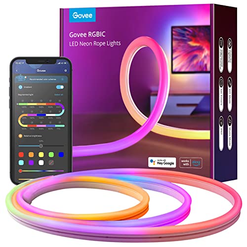 Tiras Led Alexa Govee Neon Rope 3M Tira LED de Neón de Silicona Funciona con Alexa y Google Assistant,16 Milliones de Color RGBIC para...