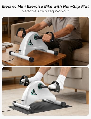 Image of Under Desk Bike Pedal Exerciser for Seniors, LUBBYGIM Mini Exercise Bike for Physical Therapy, Electric Motorized Foot Pedal Machine for Arm and Leg Fitness, 6 Speed Levels