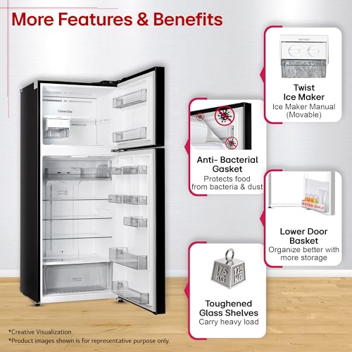 Image of LG 446 L, 1 Star, Door Cooling+, Smart Inverter, Frost-Free Double Door Convertible Refrigerator (GLT4416CCES, Ebony Sheen, Express Freeze, Smart Diagnosis & Deodorizer, 2026 Model)