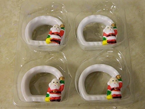 Set of Four Santa Porcelain Napkin Rings