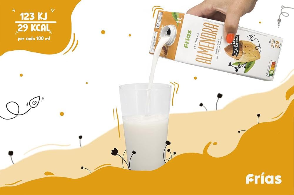 Frías Bebida Vegetal de Almendra Enriquecida con Calcio Pack 6 x 1L Sin Gluten Sin Lactosa Vegana Bajo Grasas Sal Elaborada España