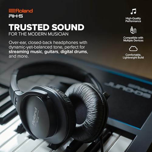 Roland Roland RH-5 | Over-Ear, Closed-Back Monitor Hoofdtelefoon | Hoogwaardige Performance | Gebalanceerde Klank | Comfortabel & Licht | Conversie Plug Meegeleverd - Afbeelding 3