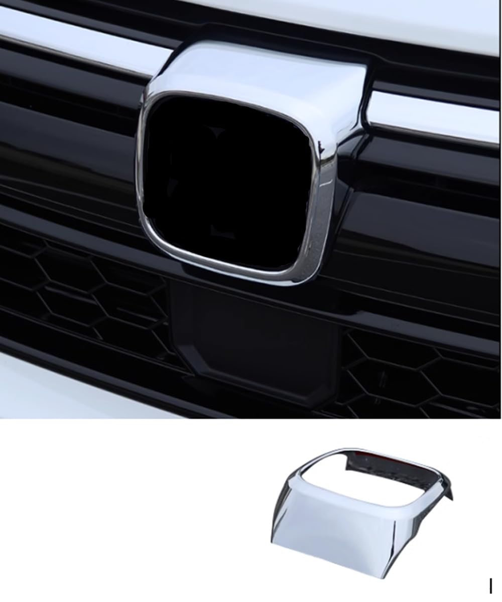 Isolay Car Accessories ABS Glossy Chrome Style Car Front Grille Logo Frame Cover Decoration Trim Fit For Honda CRV CR-V 2017-2021 （1 Pcs）