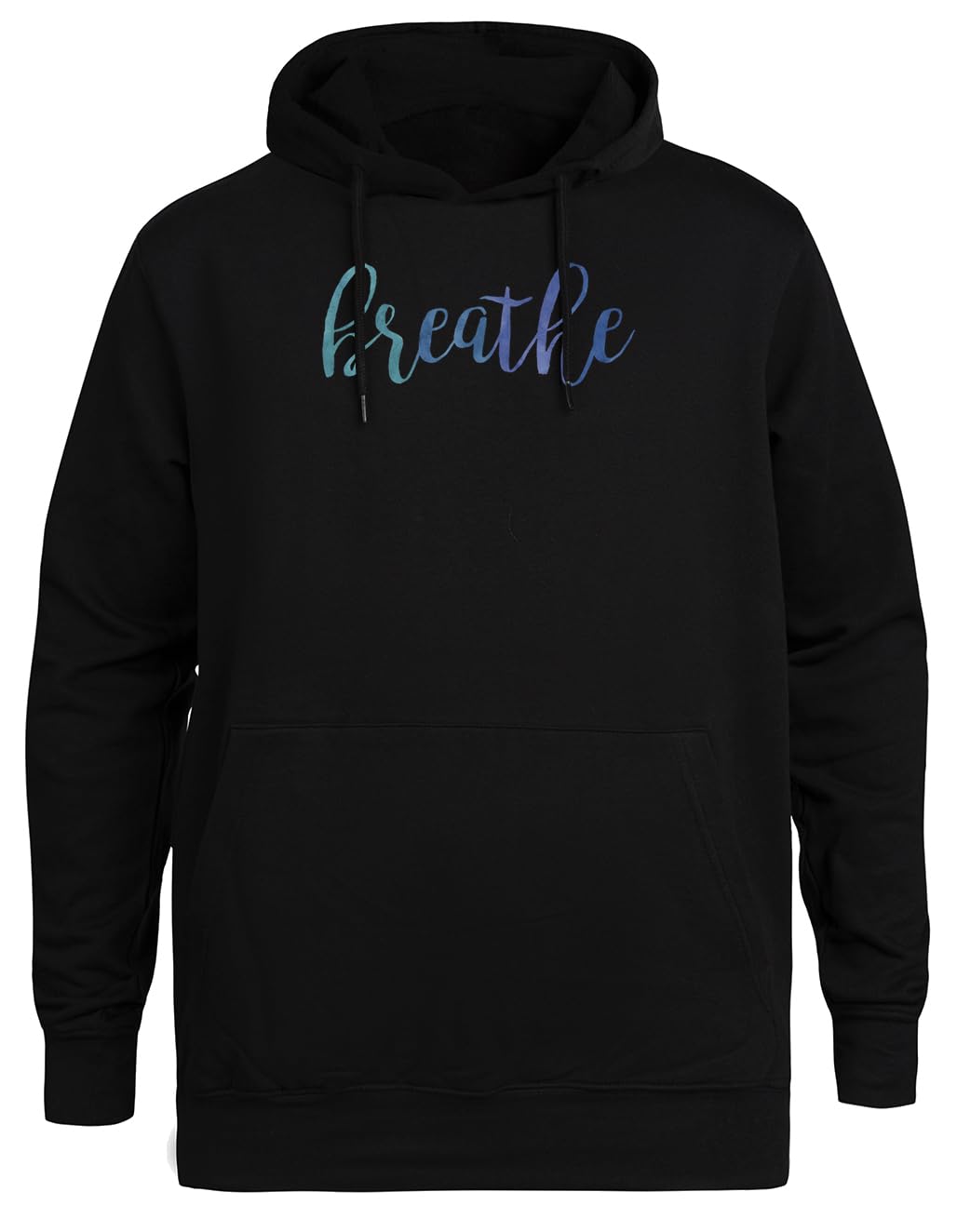 Oddychaj Typografia Akwarelowa Inspirująca Unisex Czarna Bluza Ekologiczna z Kapturem Unisex Black Hoodie Eco-Friendly Hooded Jacket