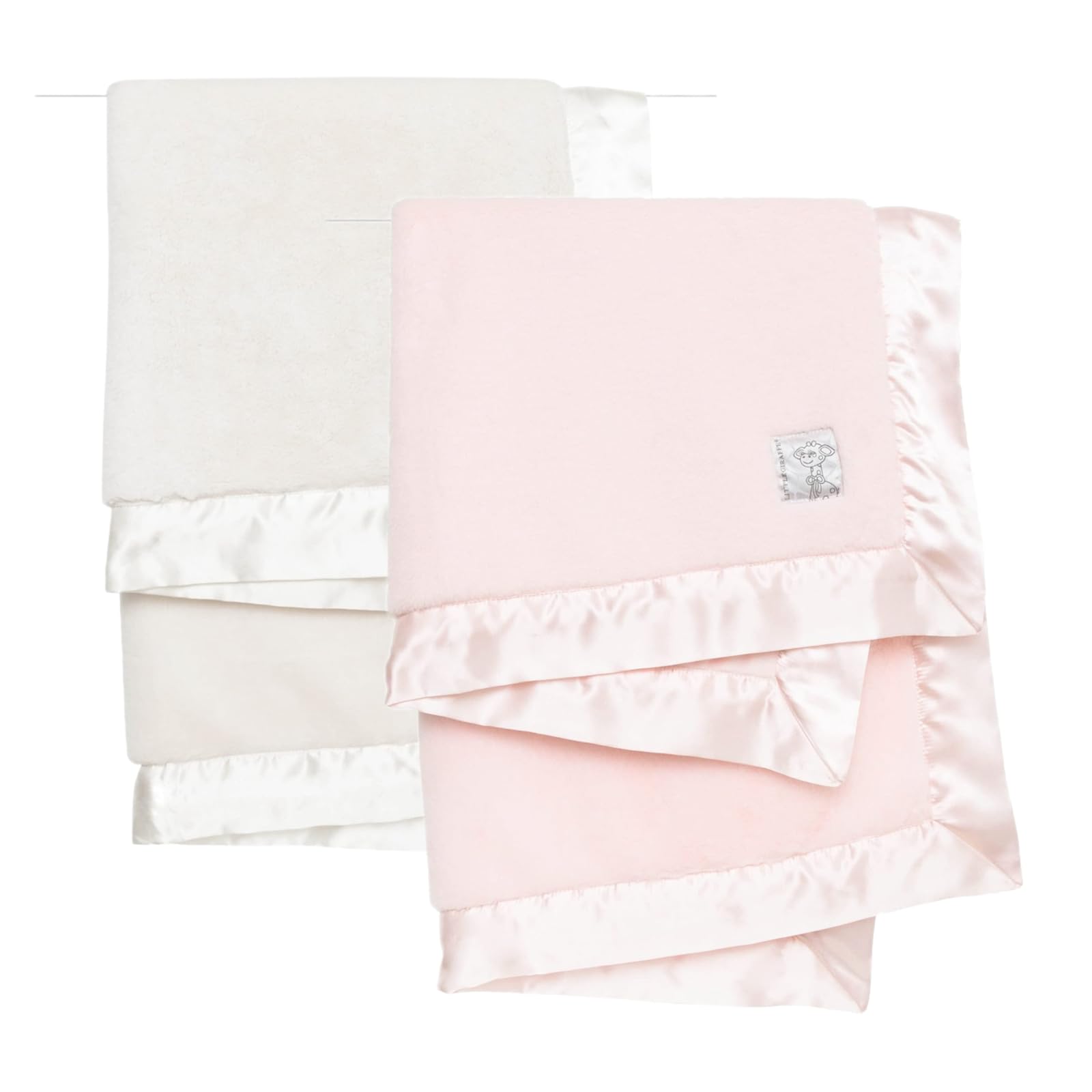 Little Giraffe Posh Mink Baby Blanket Gifting Bundle 29" x 35", Pink, Cream (2 Total)