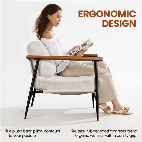 Sillón Lounge Tela Boucle Marfil 2 Piezas miniatura 4