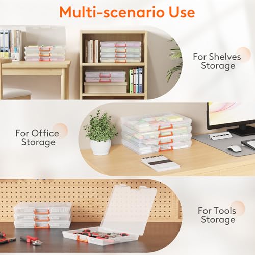 Lifewit 4 Pcs Board Game Storage Boxes, 11.9x8.7'' Paper Container with Secure Latch, Plastic Portable Organizer with Handle & Labels for File,Document,Puzzles, Cards, Art Supplies by Lifewit - Image 8