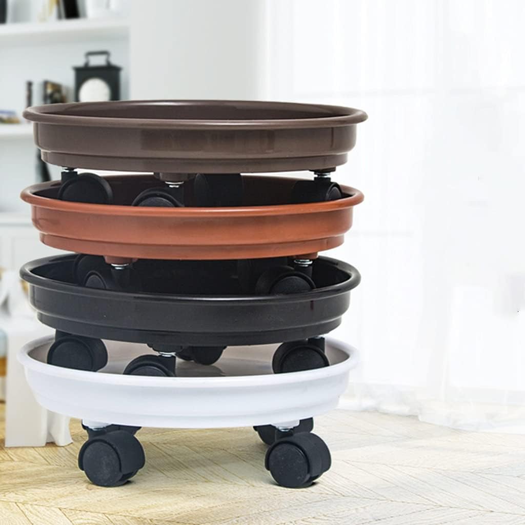 Flower Pot Mover Dolly Outdoor Portable Mobile Flower Pot Stand with Rollers Eco-Friendly Thickened Resin Plant Tray Load-Bearing 30kg-50kg (Color : White Size : 24.5cm) (Brown 21.1cm) (White 33cm) image 3
