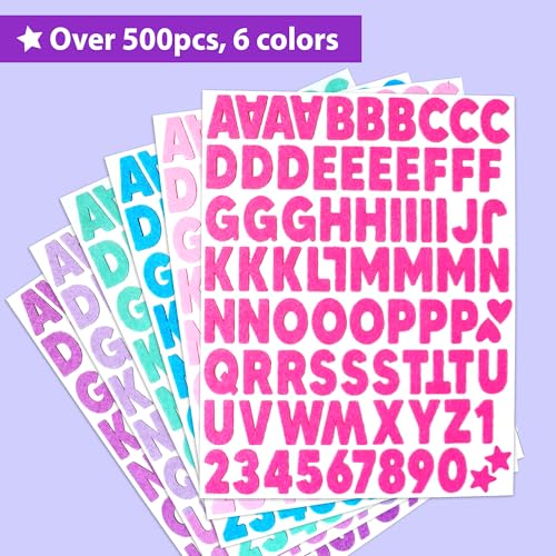 KRAFUN 500+ Felt Letter Stickers for Kids - Letters 2.5cm/1 inch Tall - Self-Adhesive Alphabet, Numbers & Fun Shapes - DIY Scrapbook Arts & Crafts Educational Activity Gift for Boys & Girls Ages 3+ by KRAFUN - Image 2