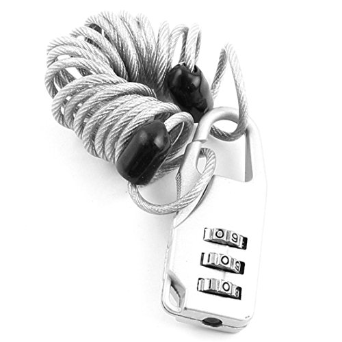 Image of Aexit Bicycle Locking Padlocks & Hasps Resettable 3 Digit Spring Combination Cable Padlock Combination Padlocks Silver Tone