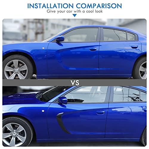 Jwwy Front Door Side Fender Scoops Fin Vents Trim For Dodge Charger 2015-2021 Carbon Fiber 4Pc #TOP1