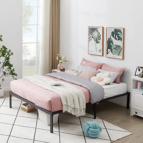 Vecelo 14" Full Metal Platform Bed Frame,Heavy Duty Steel Slat/Easy Assembly Mattress Foundation/No Box Spring Needed #TOP4
