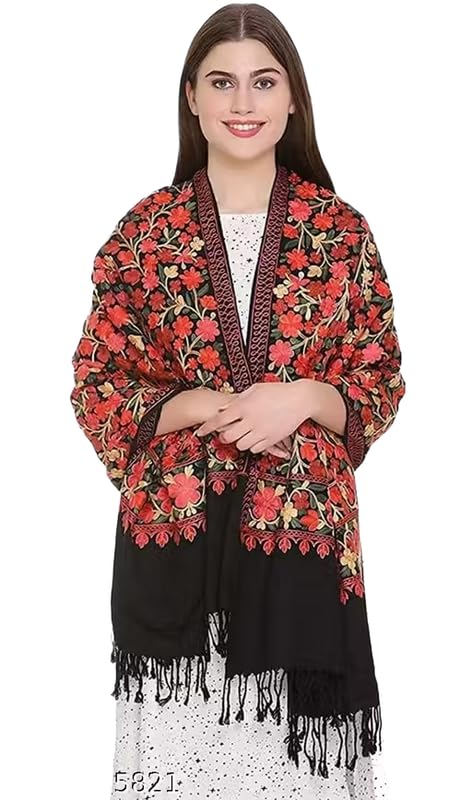 Amrit Trading Company Kashmiri Embroidery Shawl for Women and Men, Floral Border Design, Woolen Stole, Women Stole (Pack o... - Review, Price and Buying Guide
