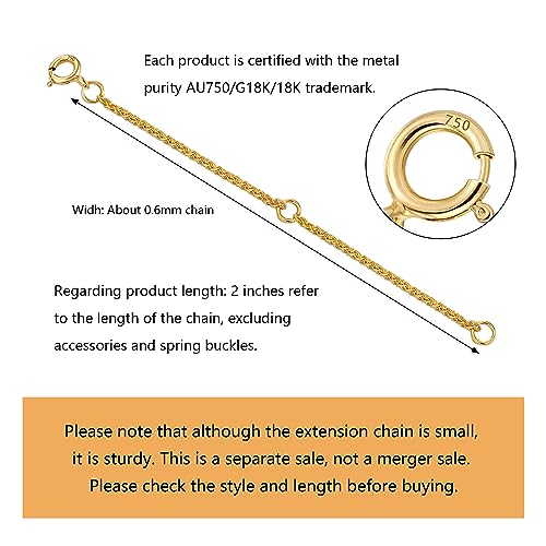 Extensor de oro macizo de 18k para solucionar collares cortos con una cadena ajustable duradera 2