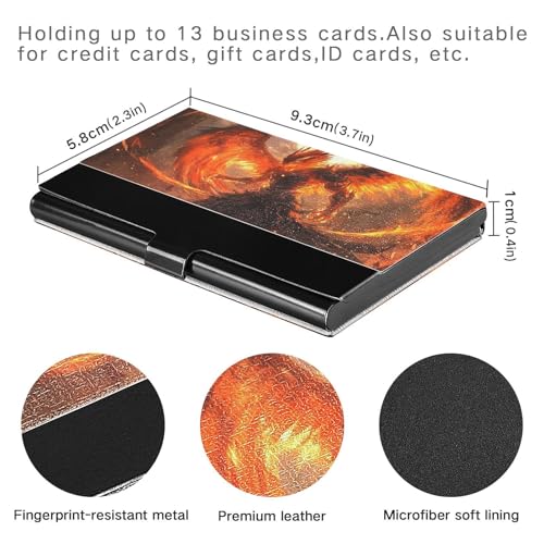 KLL Fire Phoenix Slim Business Card Holder case with Leather & Stainless Steel Pocket Card Holder for Travel Home or Office Use tarjetero para Hombre3