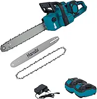 Motosserra Brushless a Bateria 16 polegadas 40V com 2 Baterias 4.0 Ah 16 - Motosserra Elétrica Profissional Portátil Sabre de 16 Polegadas (46cm) Eletroserra Sem Fio com Visor de Carga