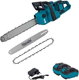 Motosserra Brushless a Bateria 16 polegadas 40V com 2 Baterias 4.0 Ah 16 - Motosserra Elétrica Profissional Portátil Sabre de 16 Polegadas (46cm) Eletroserra Sem Fio com Visor de Carga
