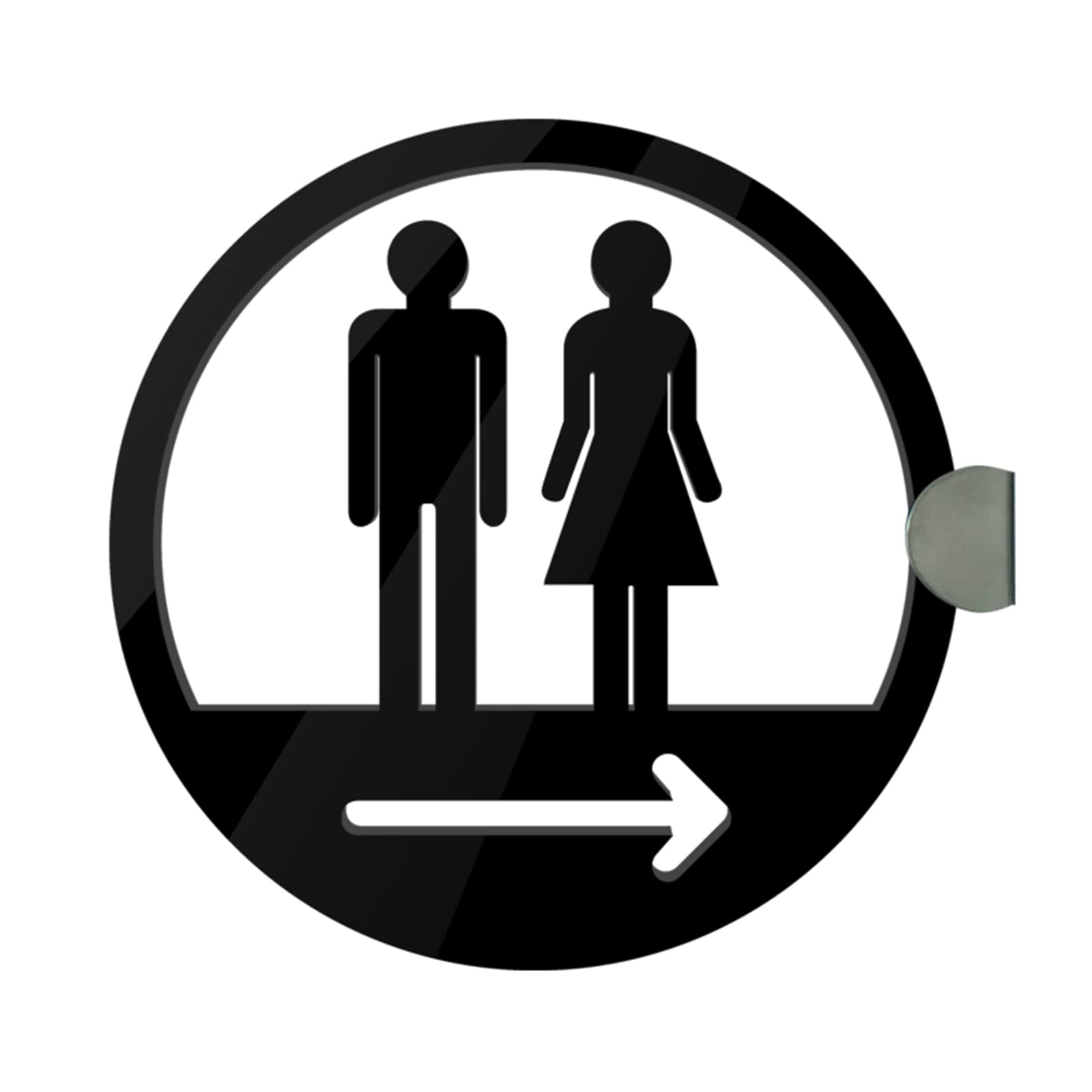 VNVFJKLO restroom sign, Acrylic Men's and Women's Toilet Signs, Round Bathroom Door with Arrow, Mounting Accessories, for Office Restaurants Hotels Supermarket(A)