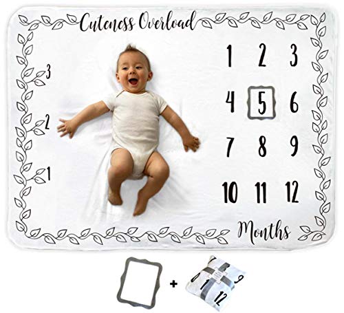 Baby Monthly Milestone Blanket | Includes 6 Holiday Features and Picture Frame |