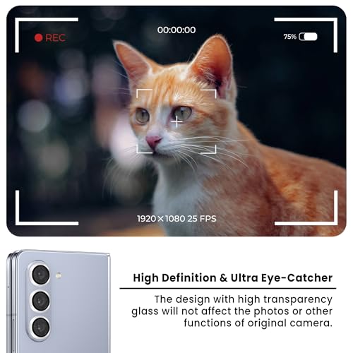 Image of FIRST MART Silver Camera Ring Guard Protector for Samsung Galaxy Z Fold 5 | Tempered Glass with Metal Alloy Rings, HD Clear, Scratch Resistant, Case-Friendly | Pack of 1