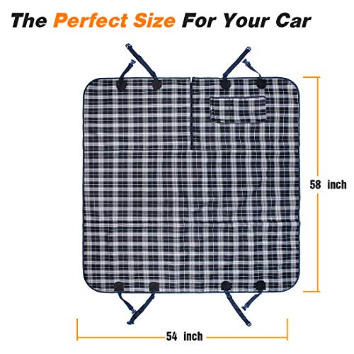 Coohom Dog Car Seat Covers,Waterproof Scratch Proof Nonslip Protector Pet Back Seat Covers,Scottish Grid Pattern Hammock… - Image 5