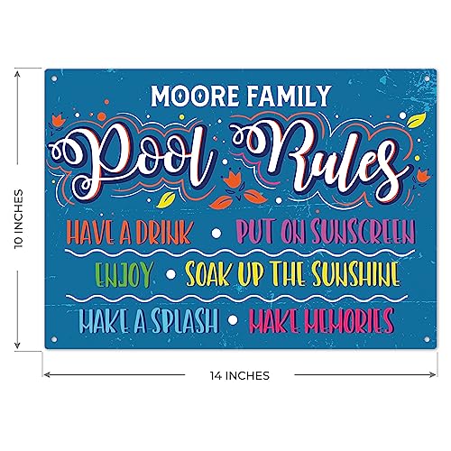 Cartel personalizado para piscina, reglas, aluminio 10x14 miniatura 4